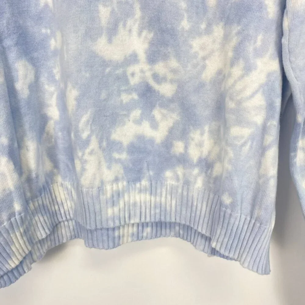 RD Style Blue and White Tie Dye V neck Swe…
